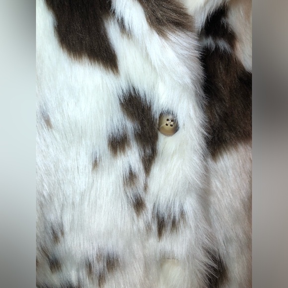 NWOT Women Cow Faux Fur Lapel Maxi Coat Fleece Outwear Jacket with Pockets - Picture 8 of 13